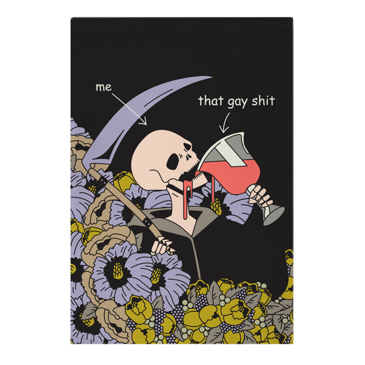 Skeleton Drinking Wine Garden Flag