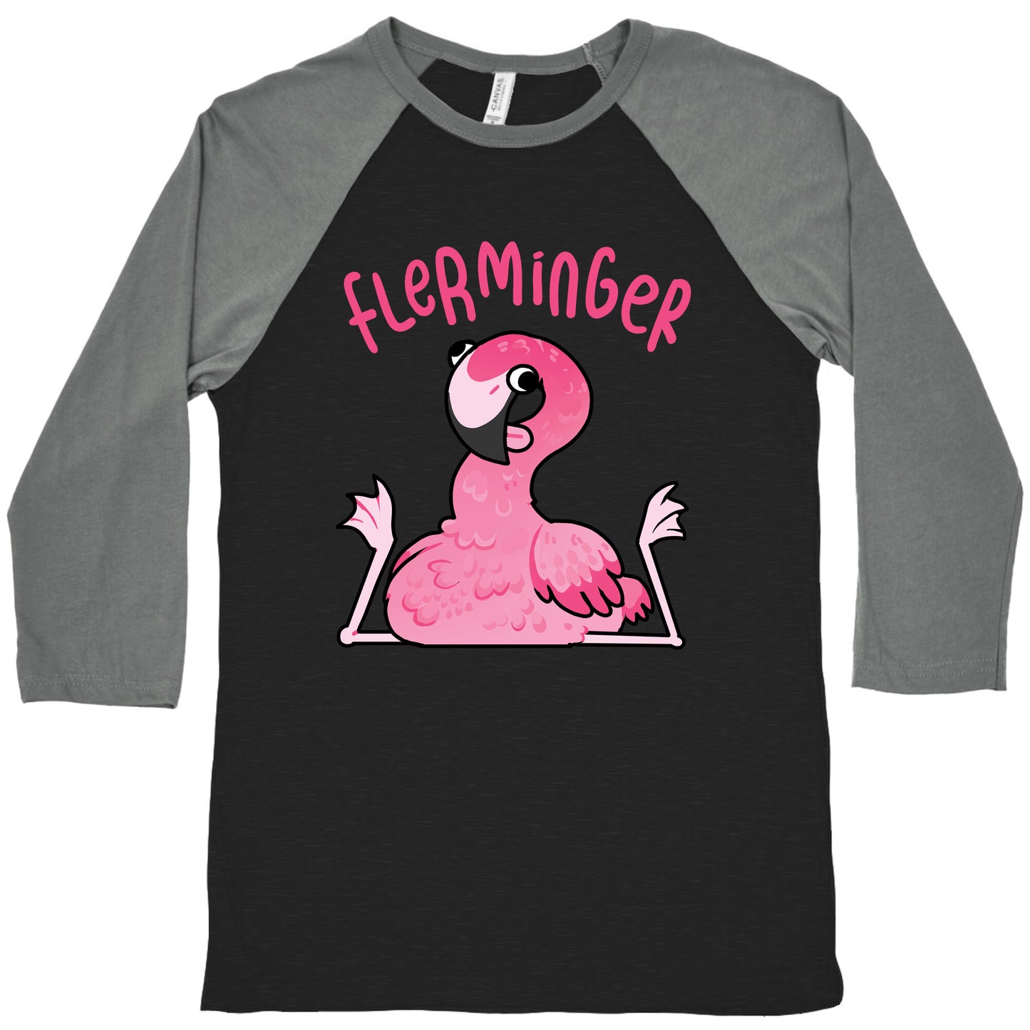 Derpy Flamingo Flerminger Baseball Tee
