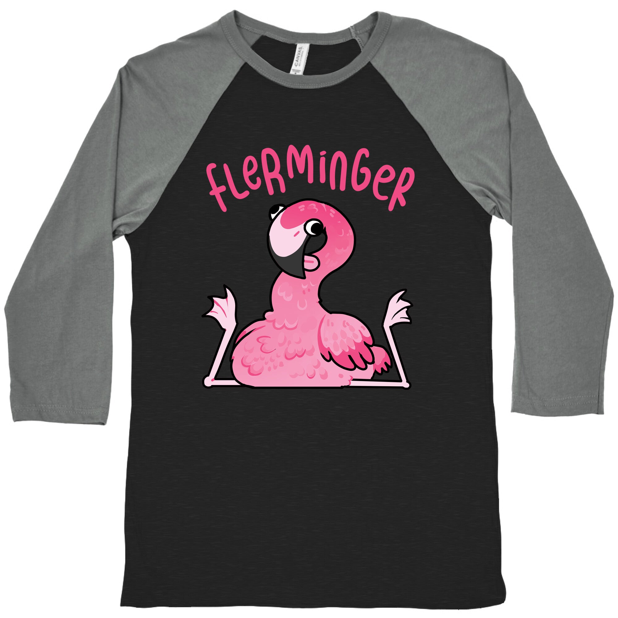Derpy Flamingo Flerminger Baseball Tee