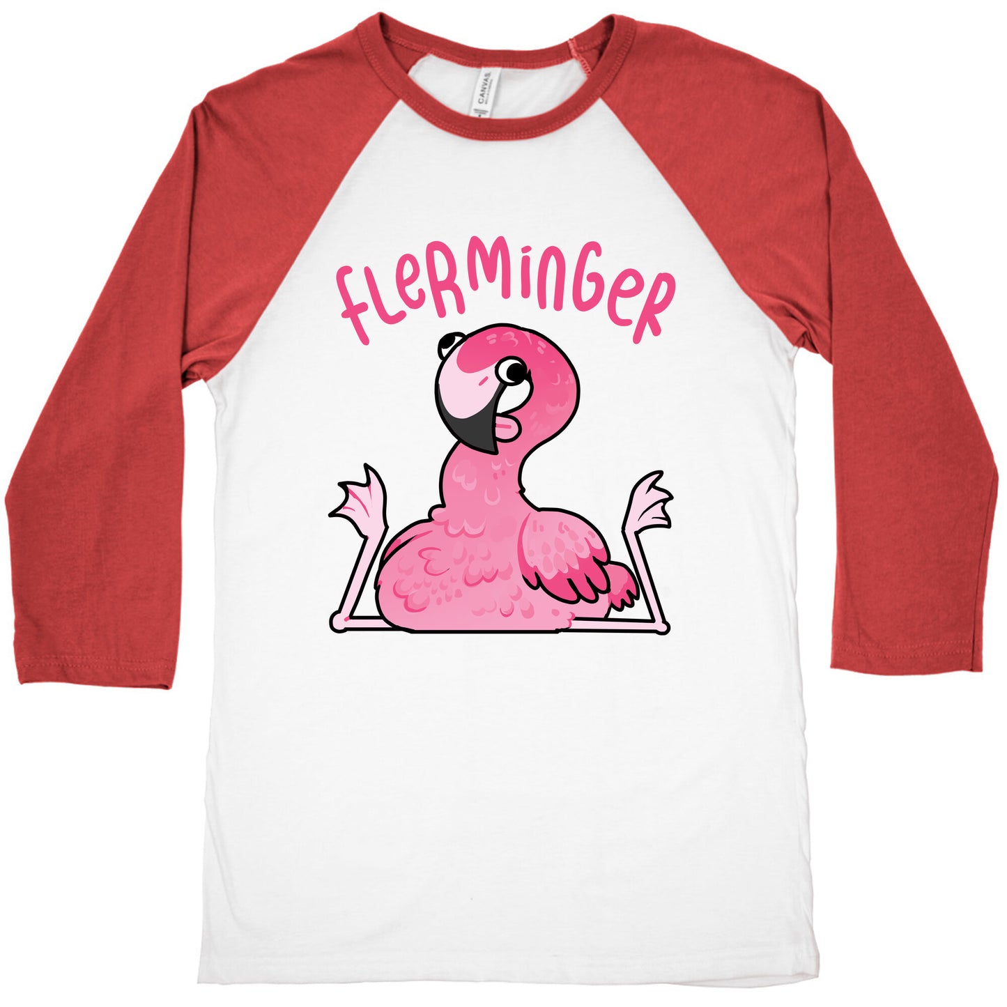 Derpy Flamingo Flerminger Baseball Tee