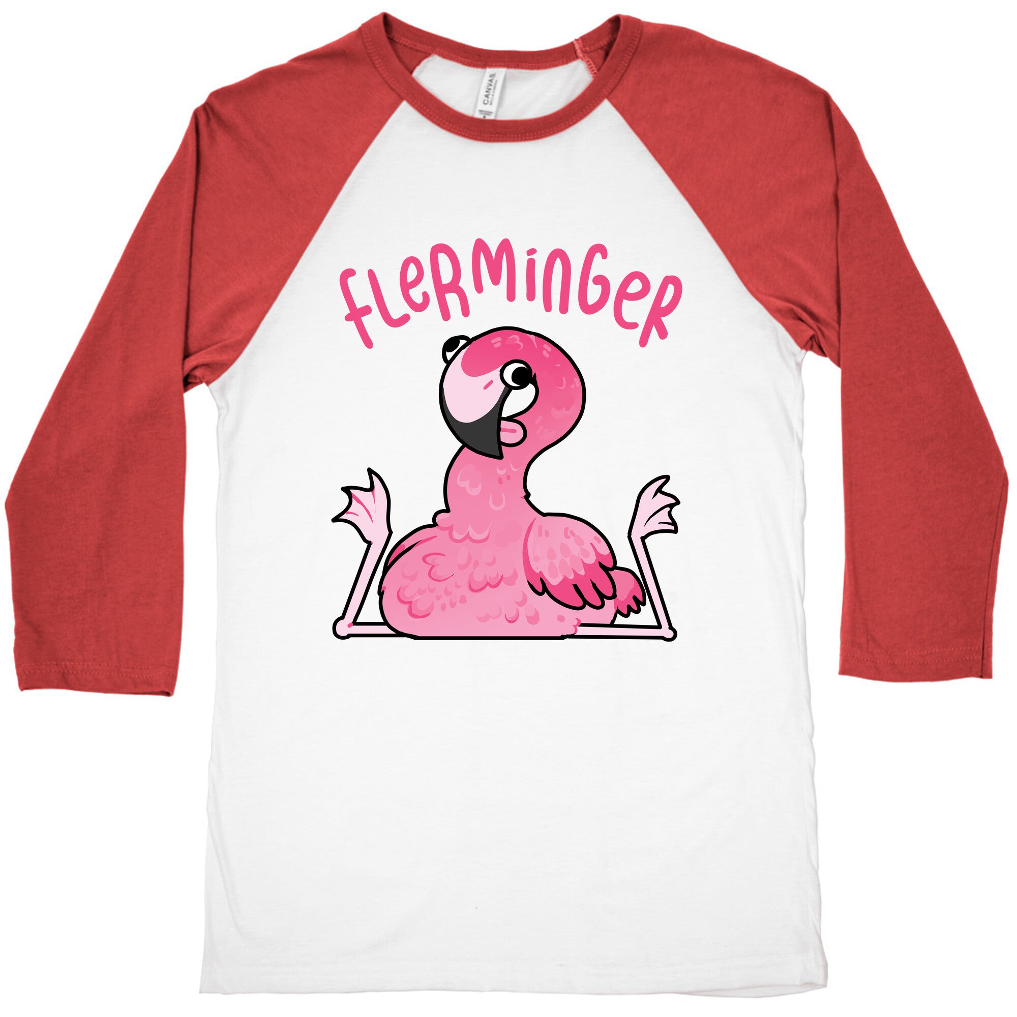Derpy Flamingo Flerminger Baseball Tee
