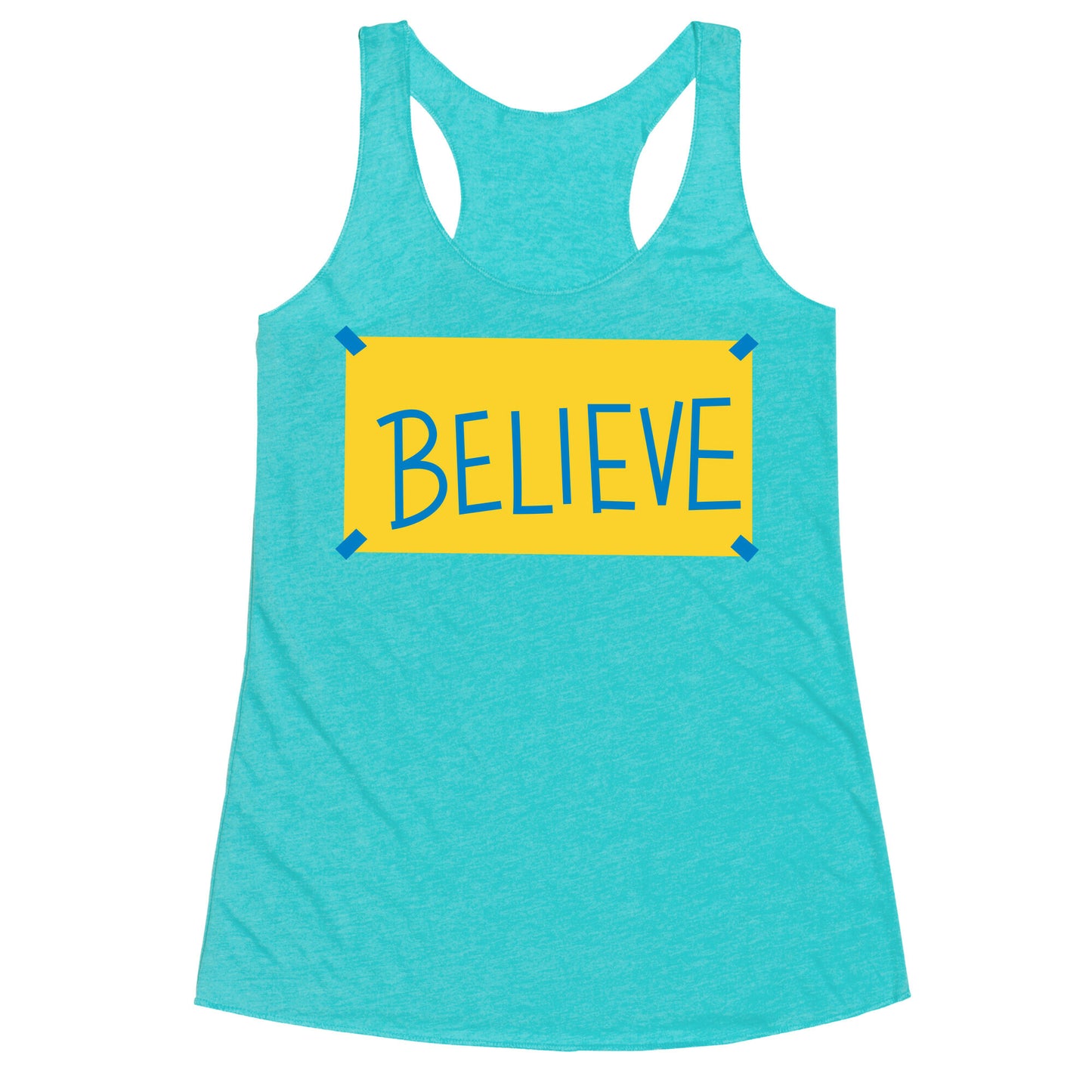 Believe Locker Room Poster Racerback Tank