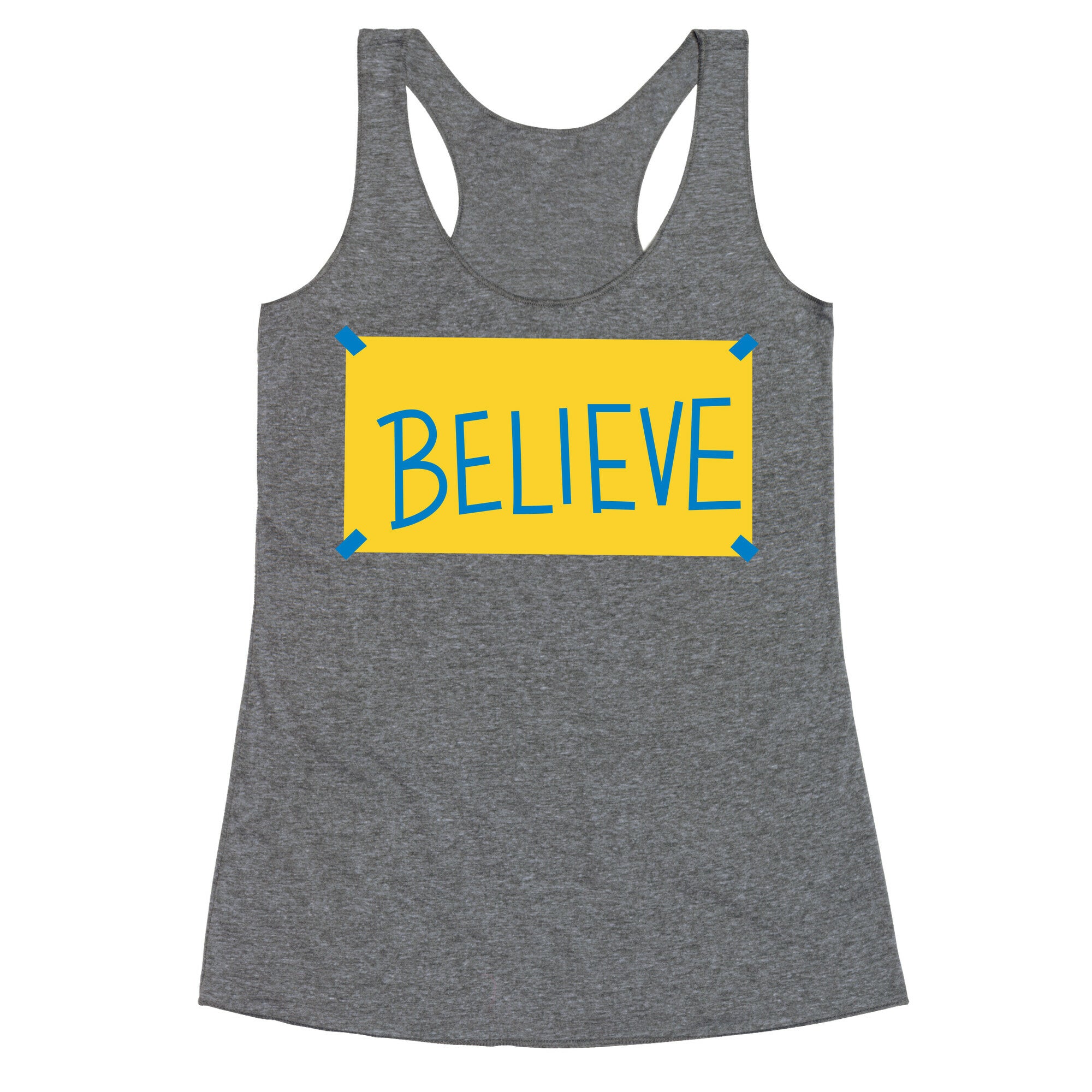 Believe Locker Room Poster Racerback Tank