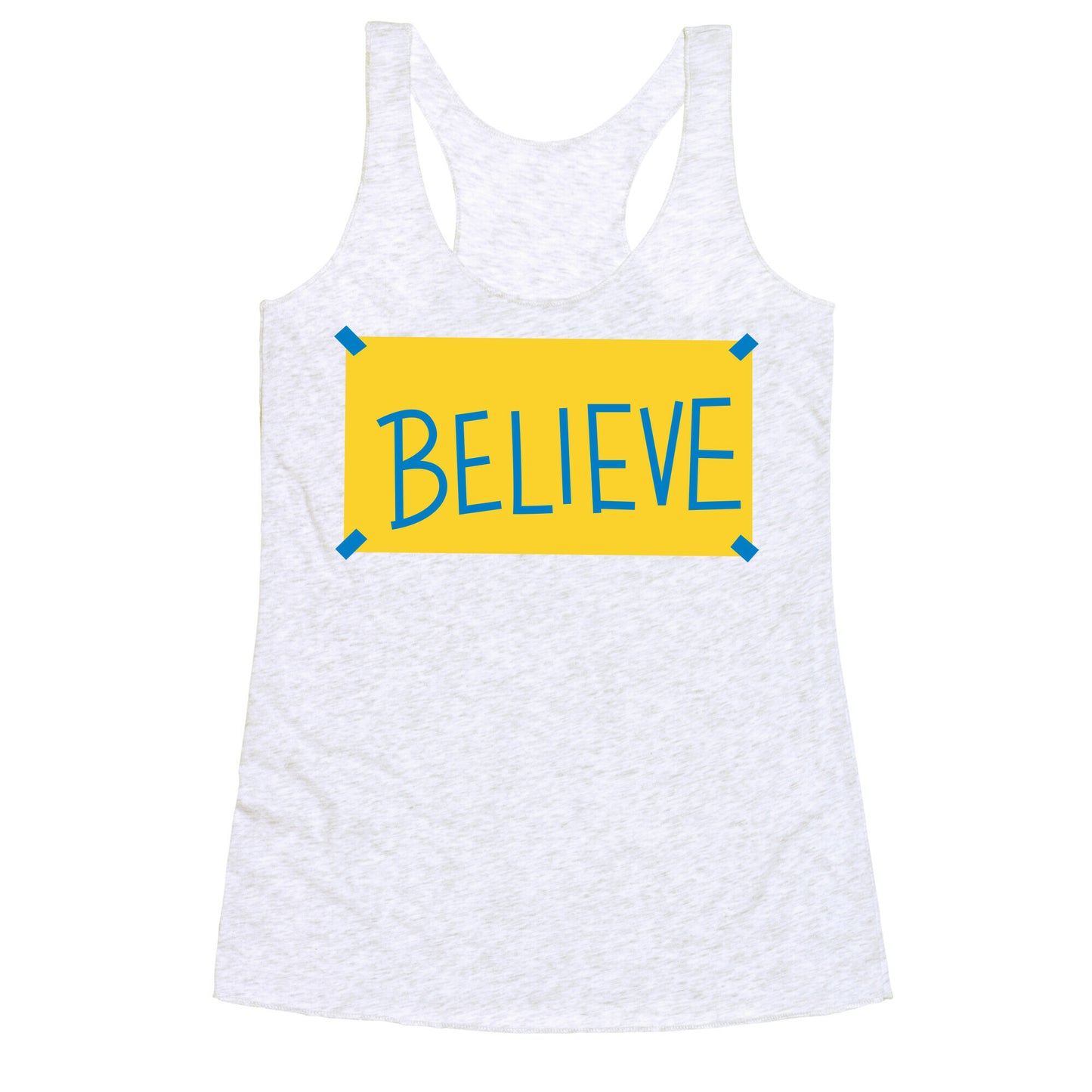 Believe Locker Room Poster Racerback Tank