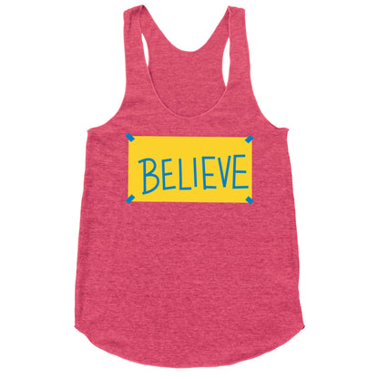 Believe Locker Room Poster Racerback Tank