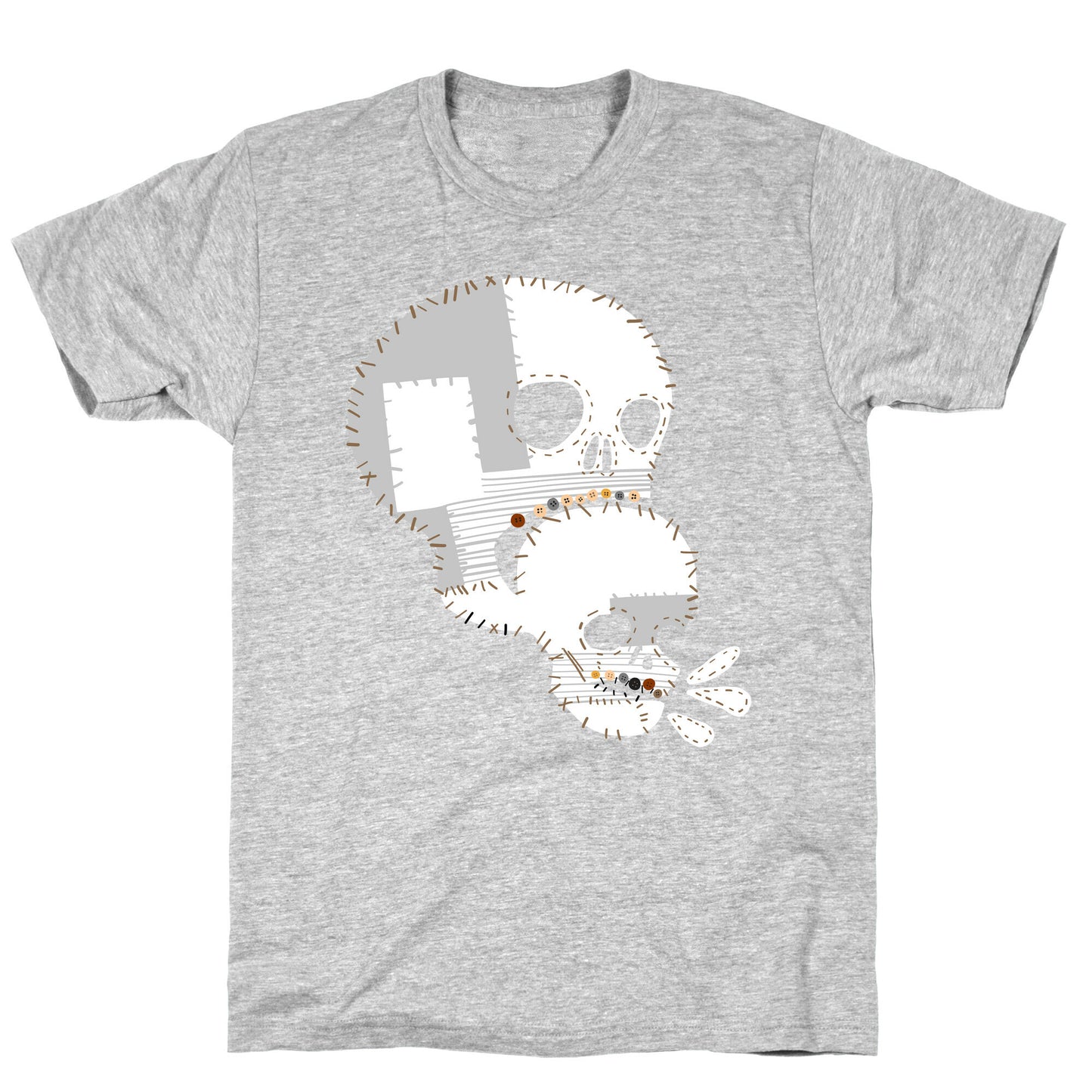 Stitched Skull Eating Another Skull  T-Shirt