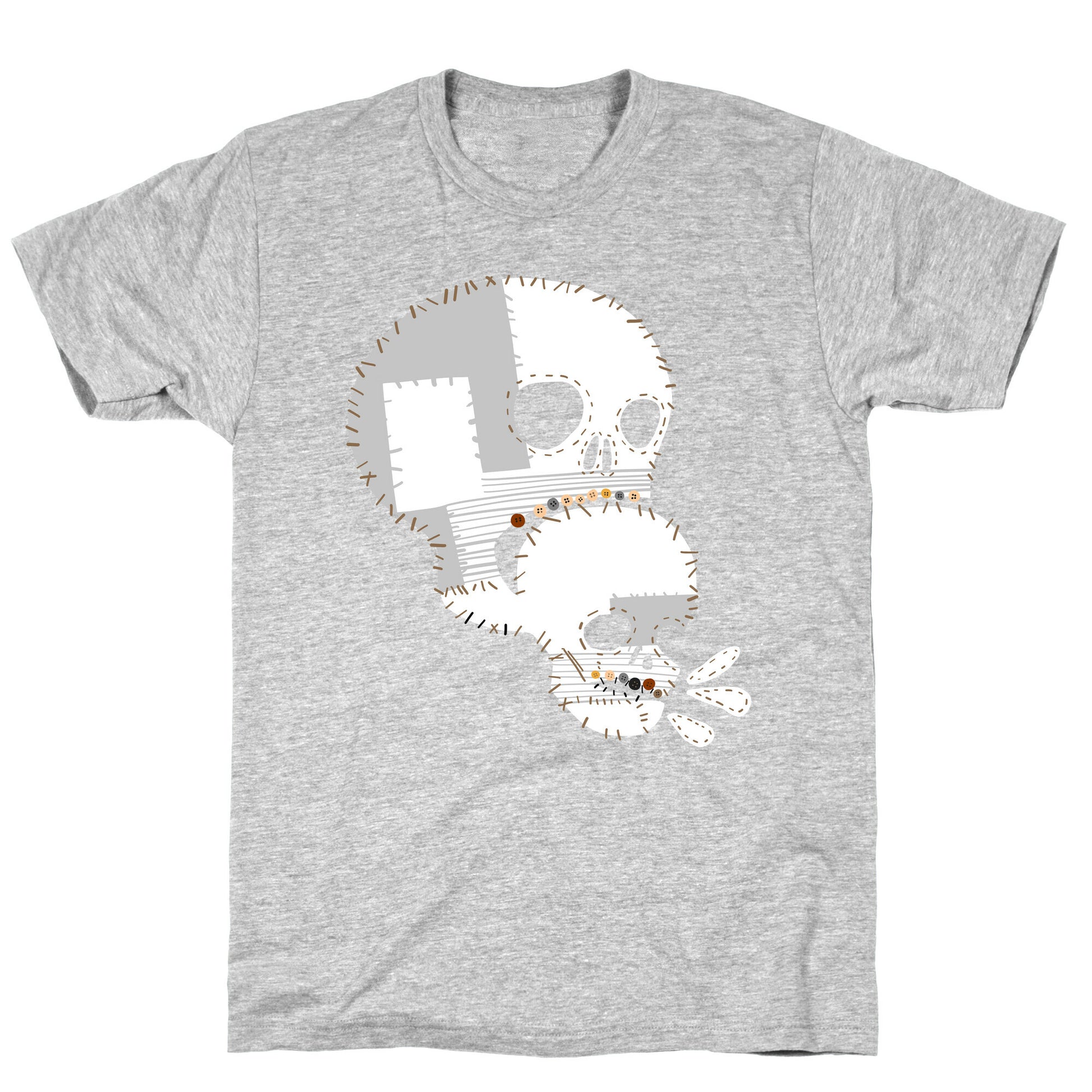 Stitched Skull Eating Another Skull  T-Shirt