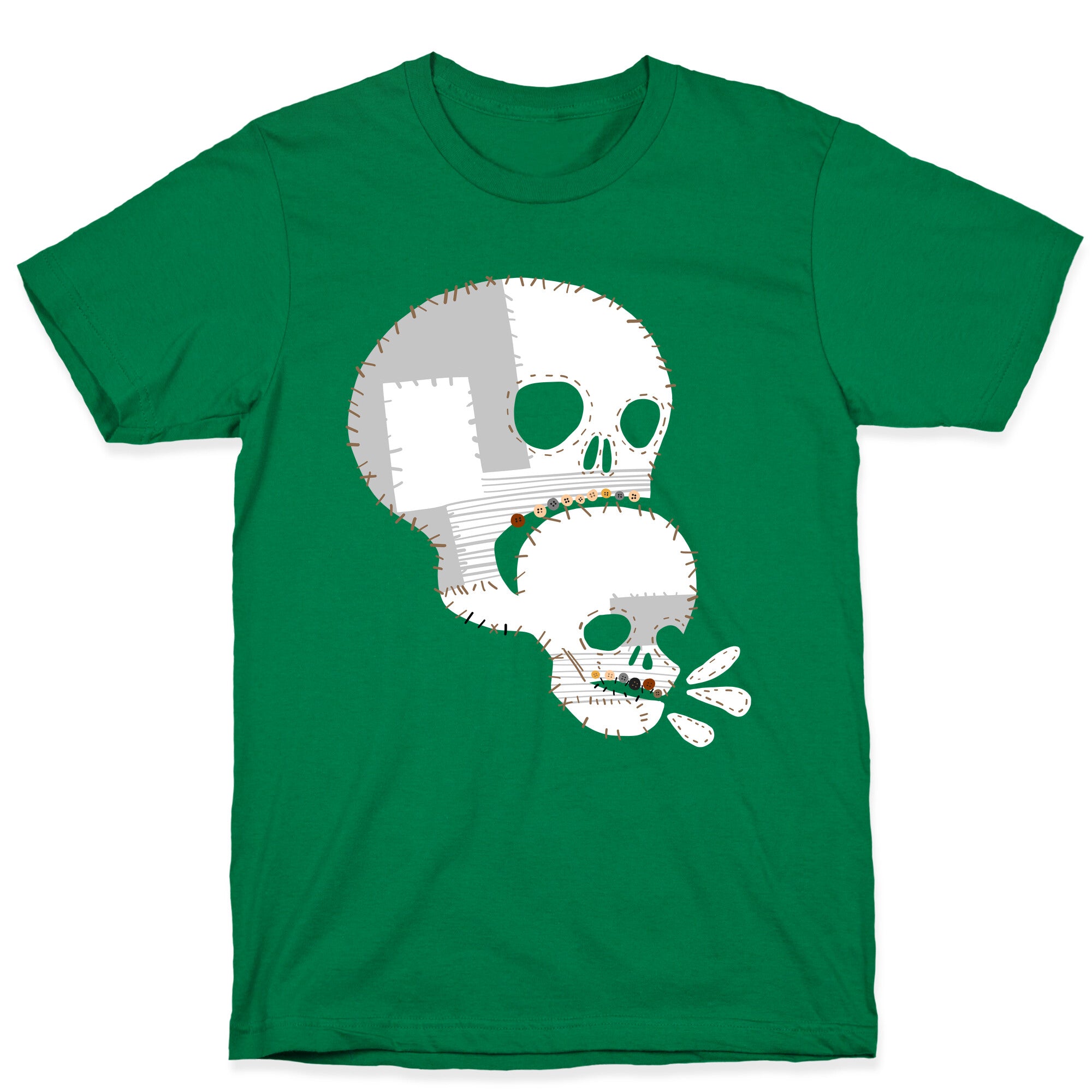 Stitched Skull Eating Another Skull  T-Shirt