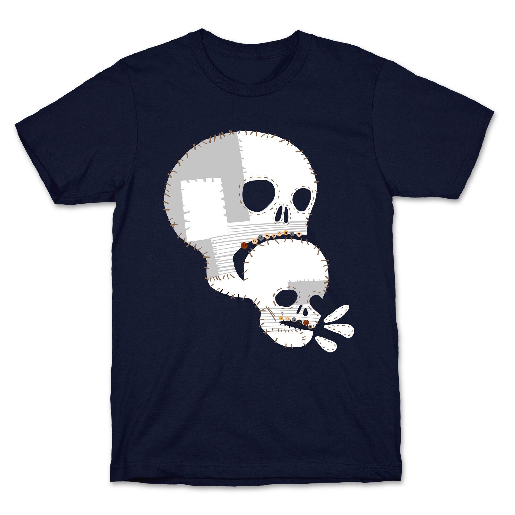 Stitched Skull Eating Another Skull  T-Shirt