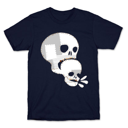 Stitched Skull Eating Another Skull  T-Shirt
