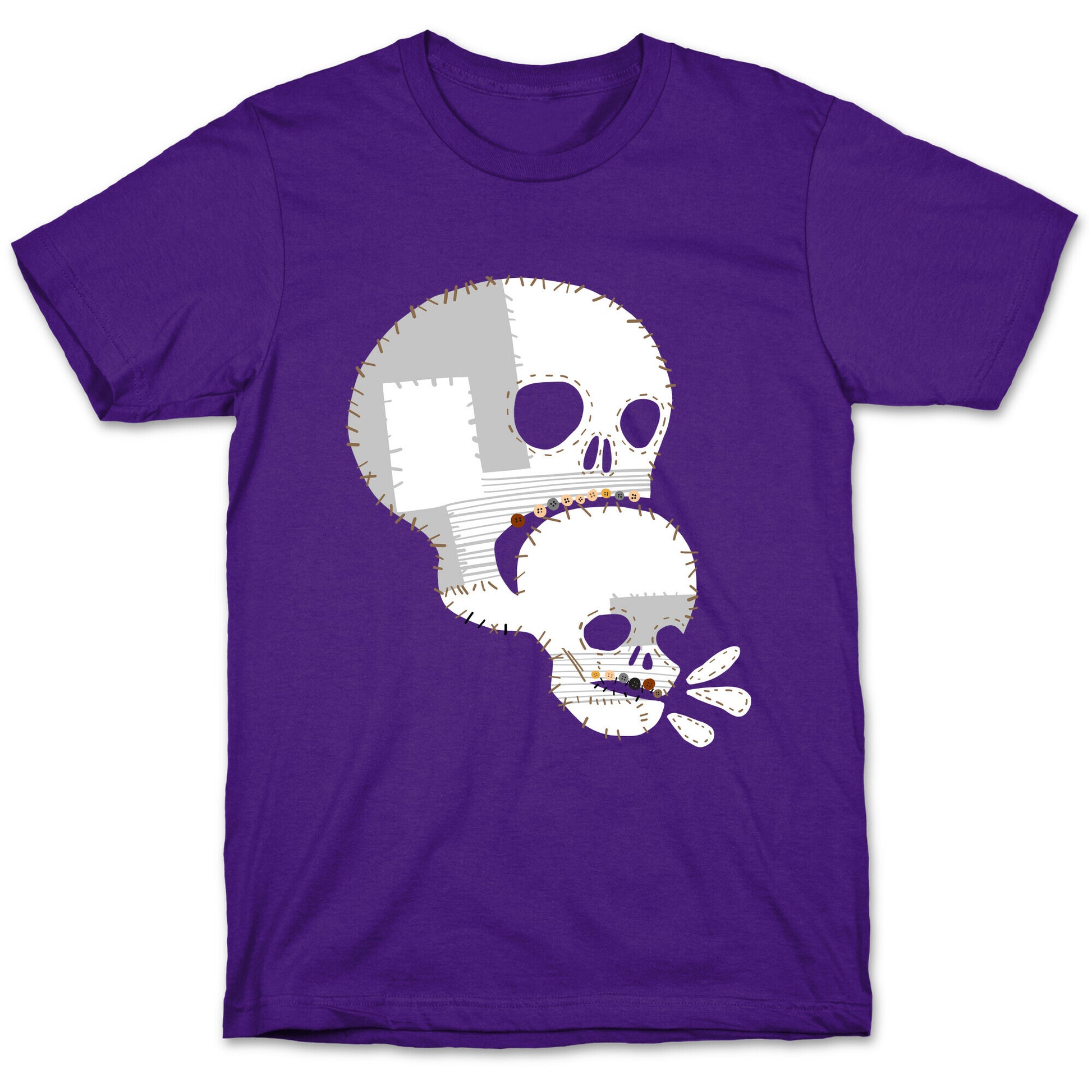 Stitched Skull Eating Another Skull  T-Shirt