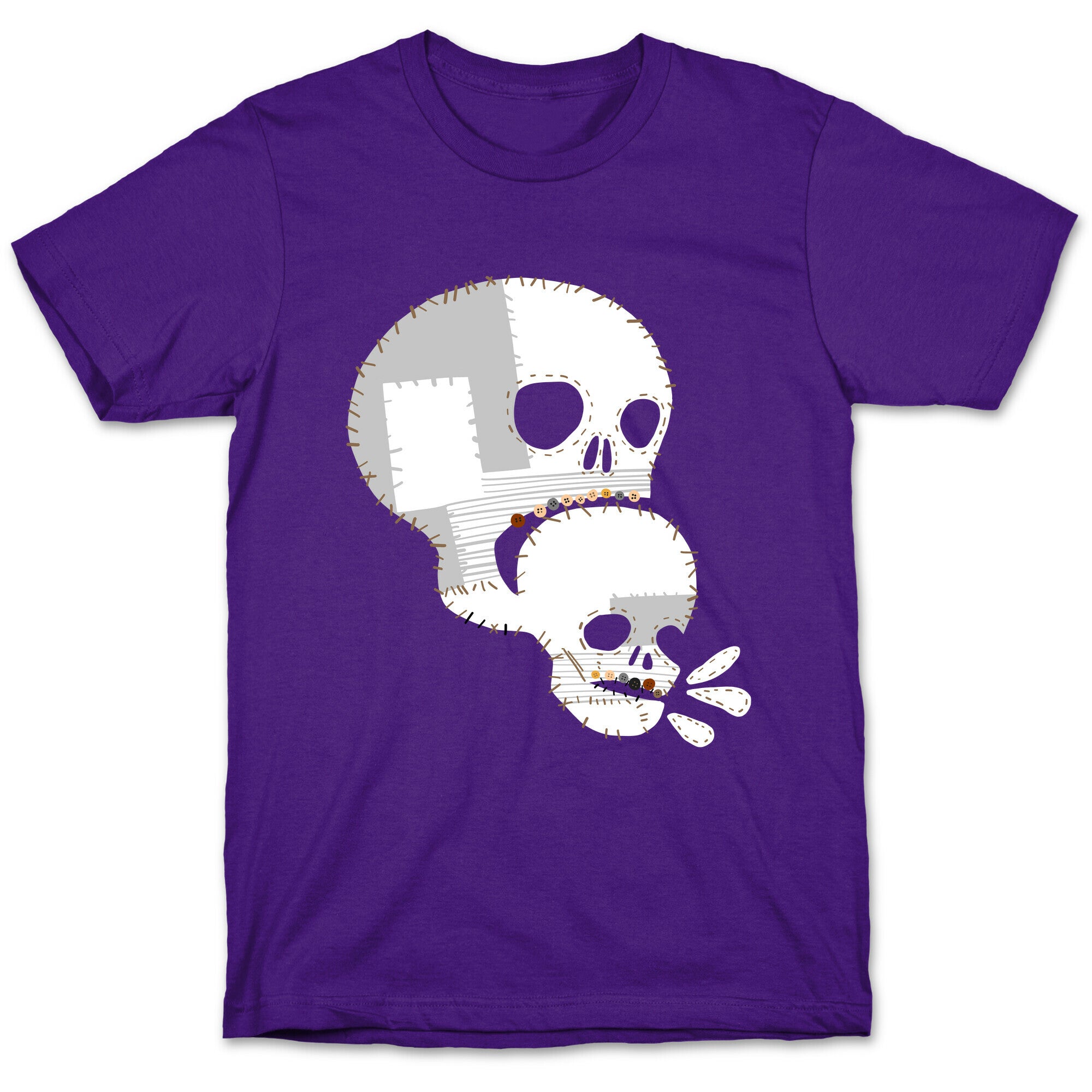Stitched Skull Eating Another Skull  T-Shirt