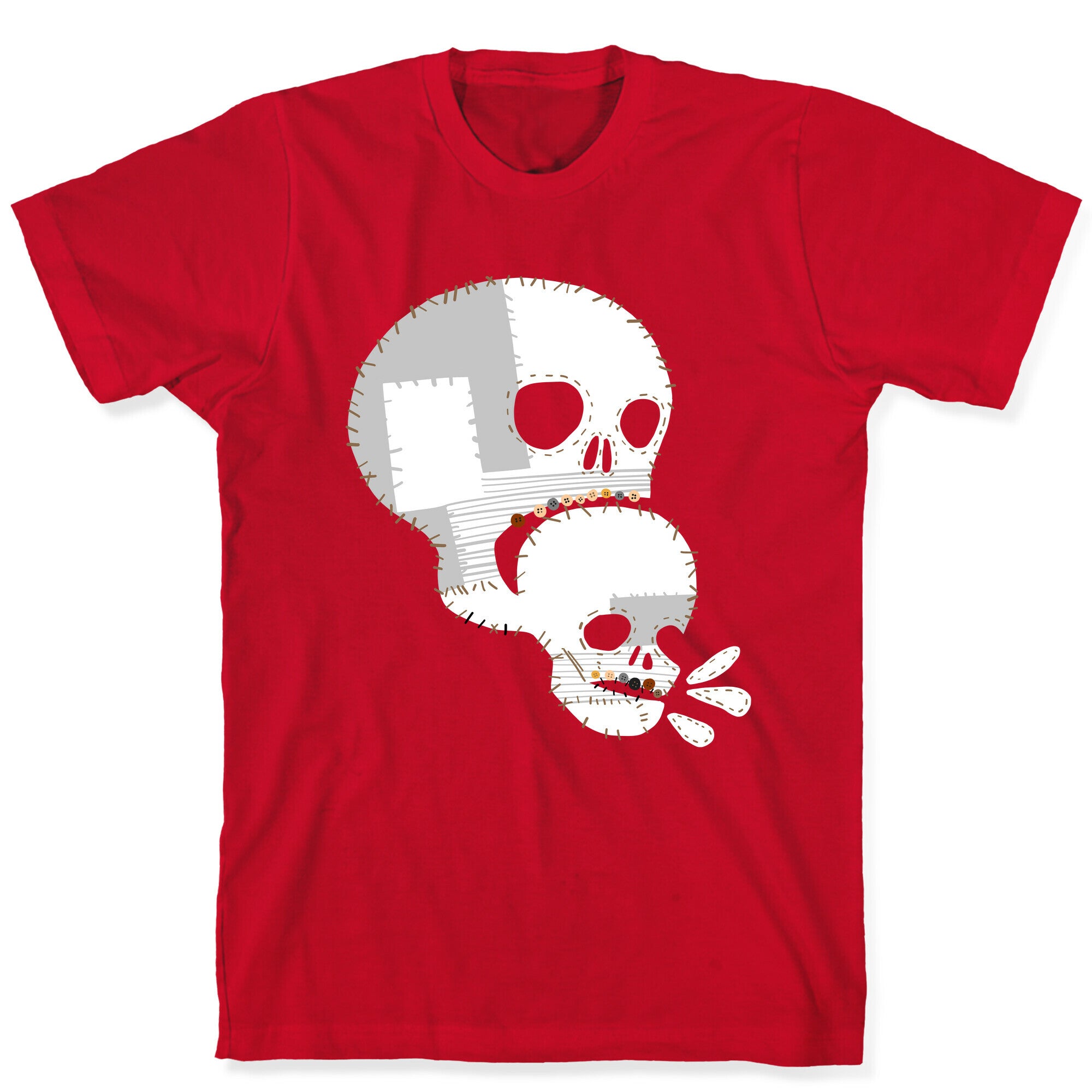 Stitched Skull Eating Another Skull  T-Shirt