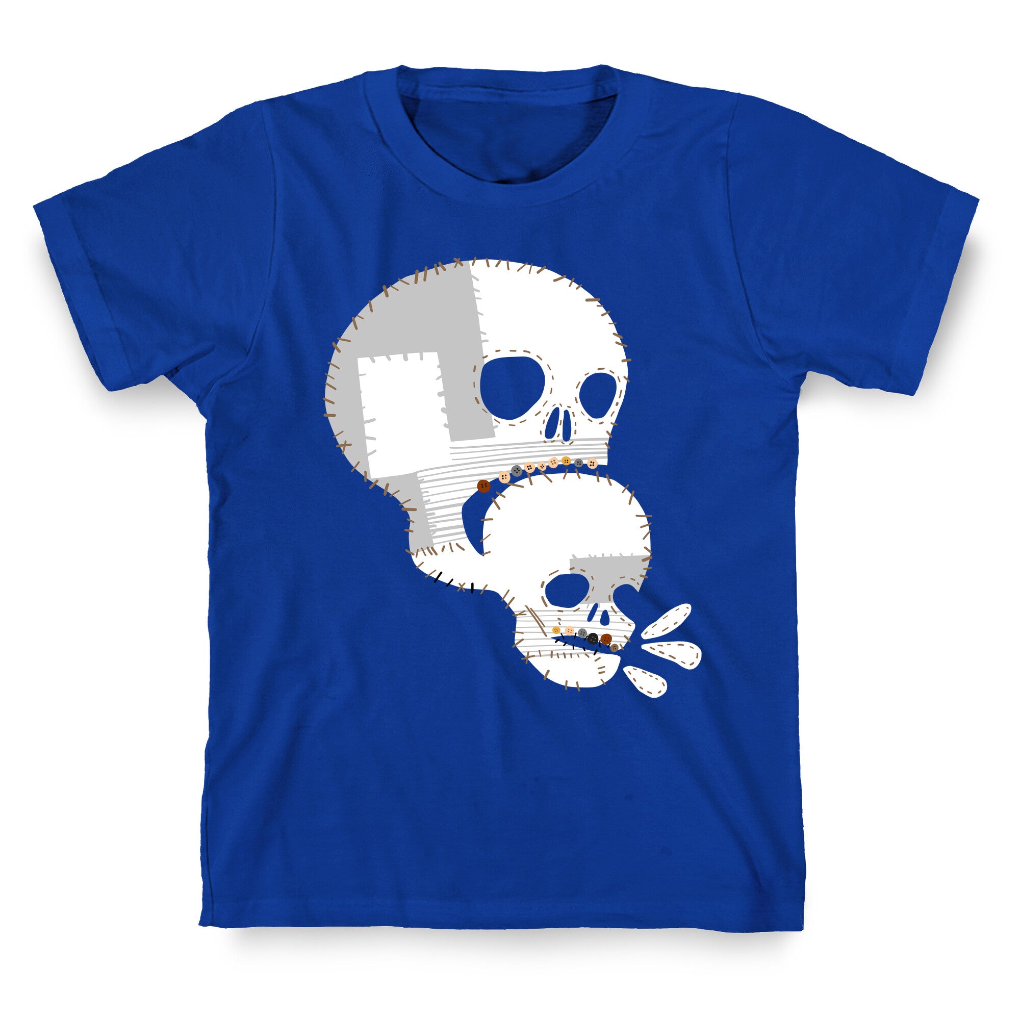 Stitched Skull Eating Another Skull  T-Shirt
