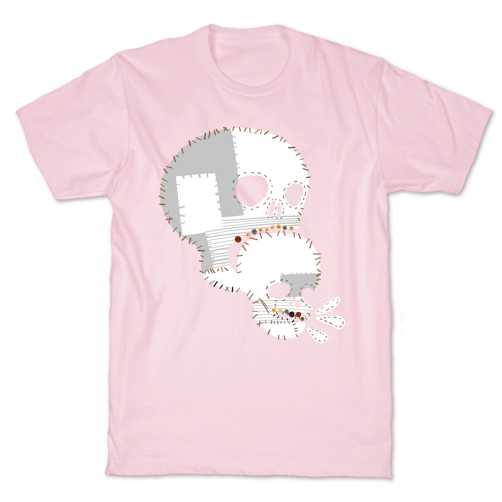 Stitched Skull Eating Another Skull  T-Shirt