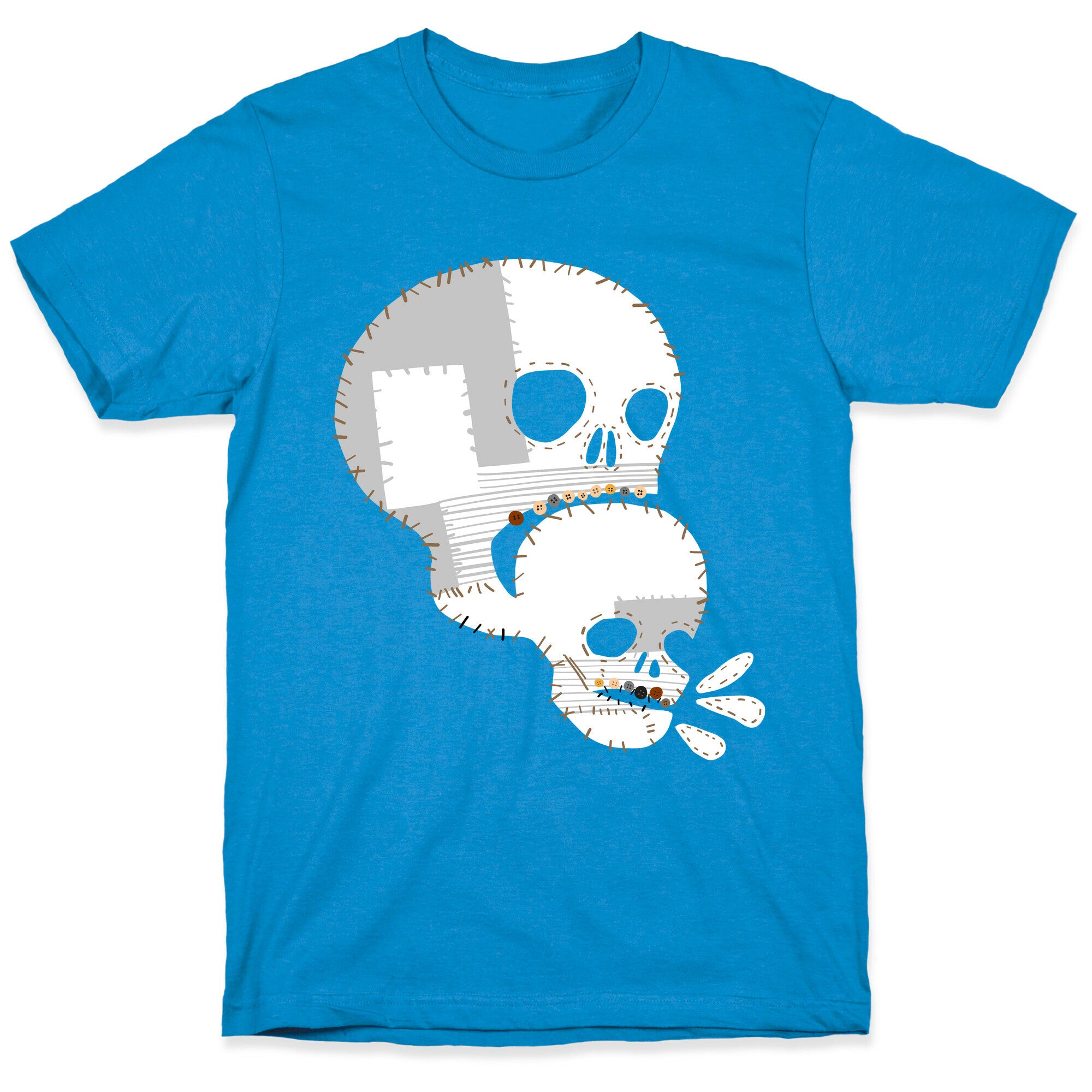 Stitched Skull Eating Another Skull  T-Shirt