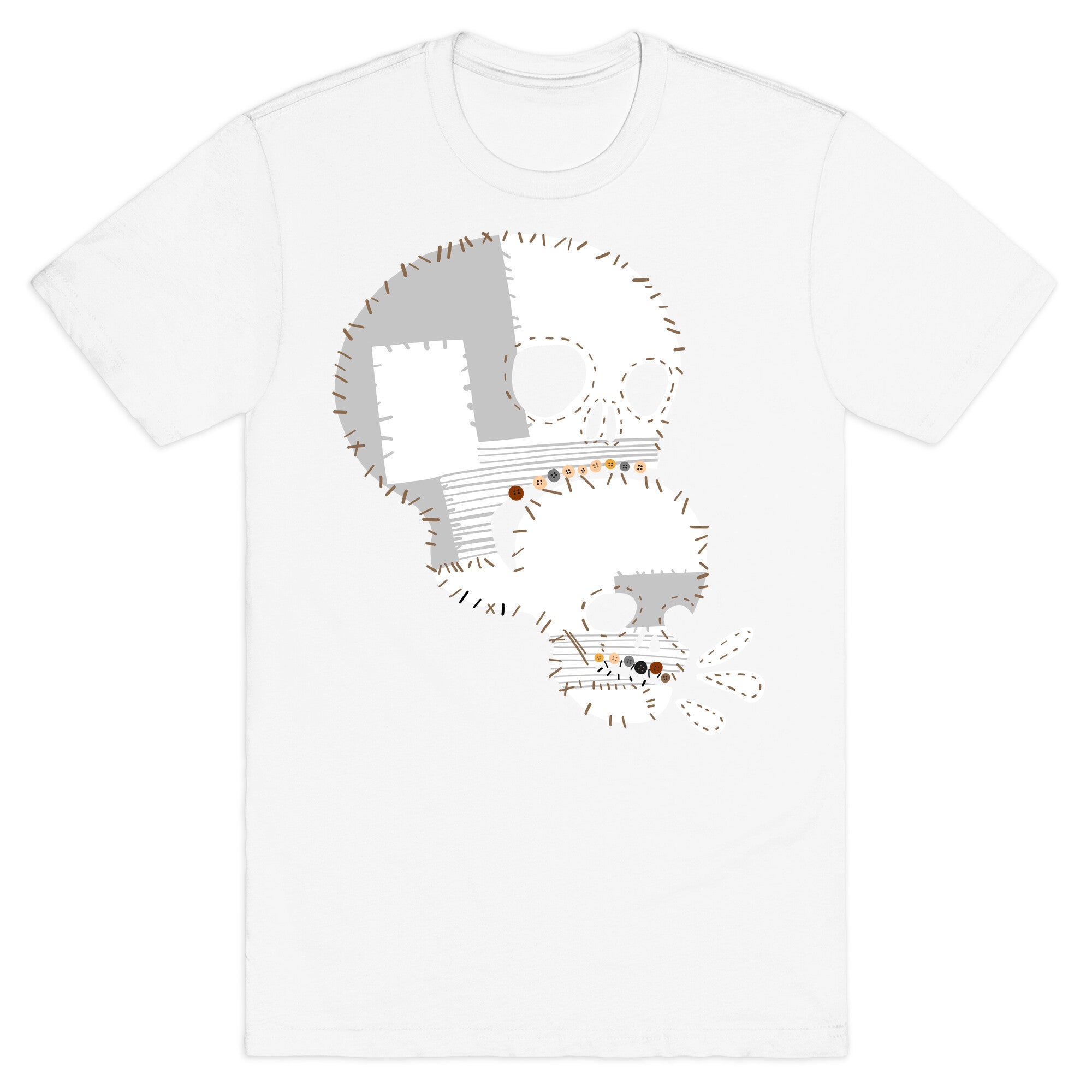 Stitched Skull Eating Another Skull  T-Shirt