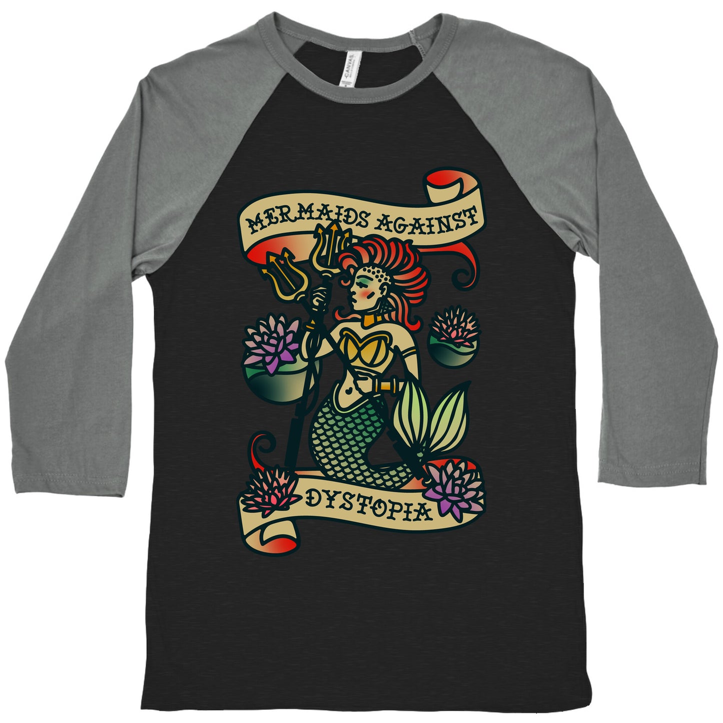 Mermaids Against Dystopia Solar Punk Baseball Tee