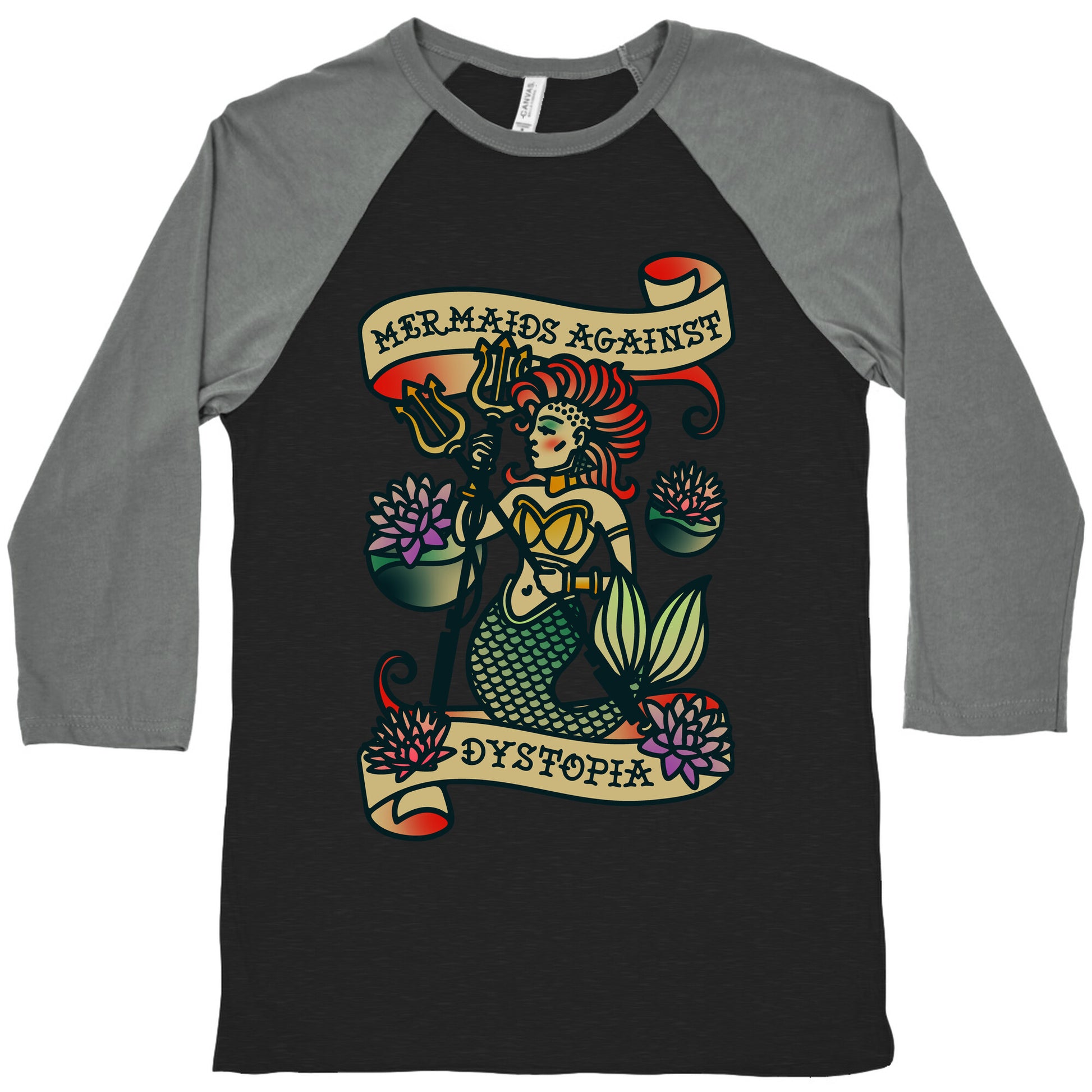 Mermaids Against Dystopia Solar Punk Baseball Tee