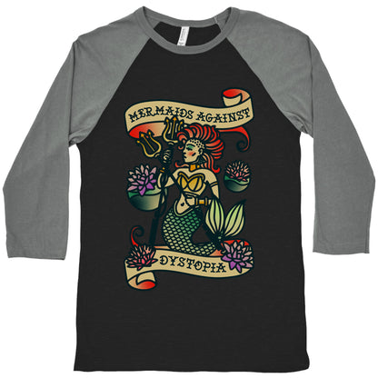 Mermaids Against Dystopia Solar Punk Baseball Tee