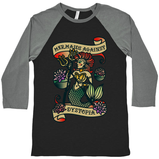 Mermaids Against Dystopia Solar Punk Baseball Tee