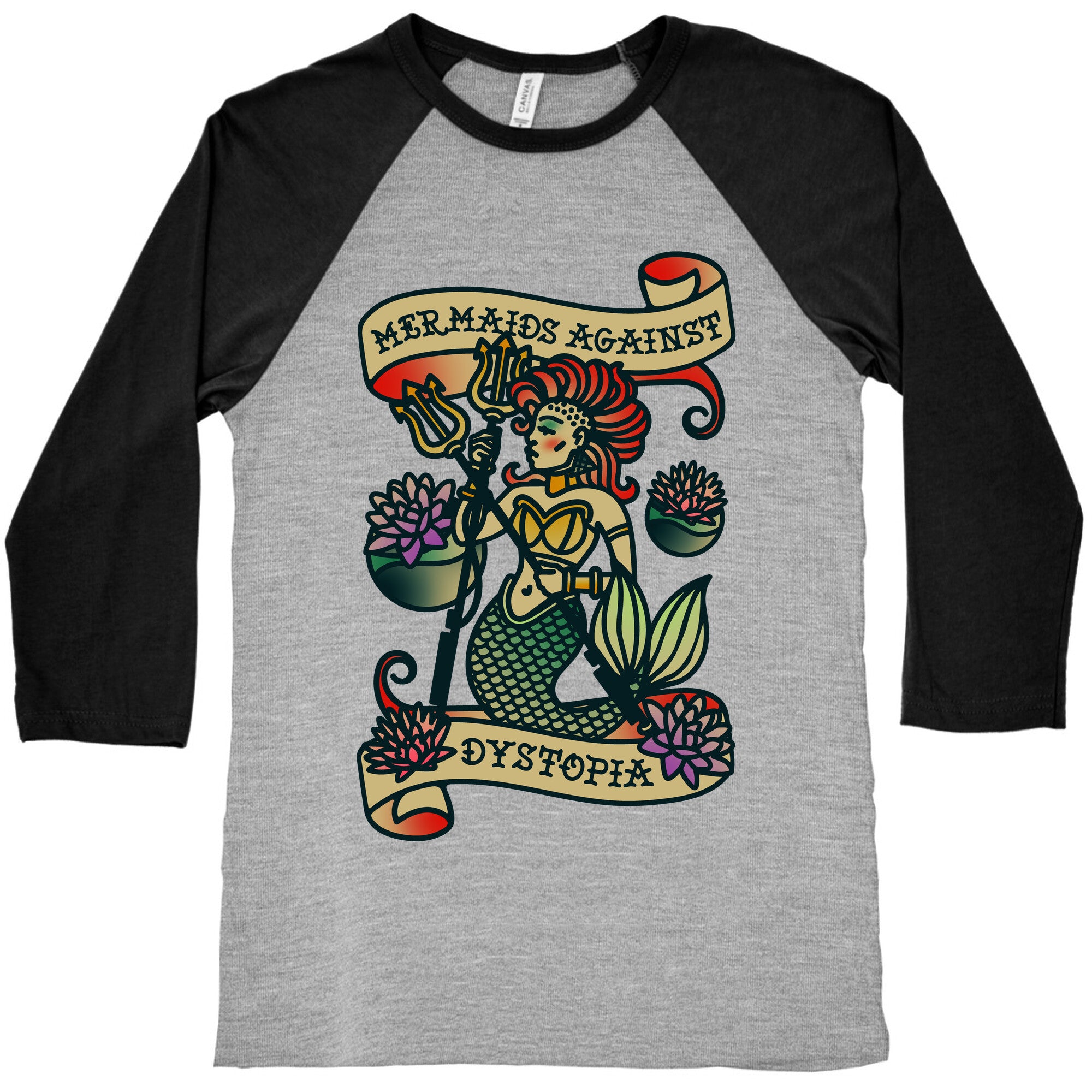 Mermaids Against Dystopia Solar Punk Baseball Tee