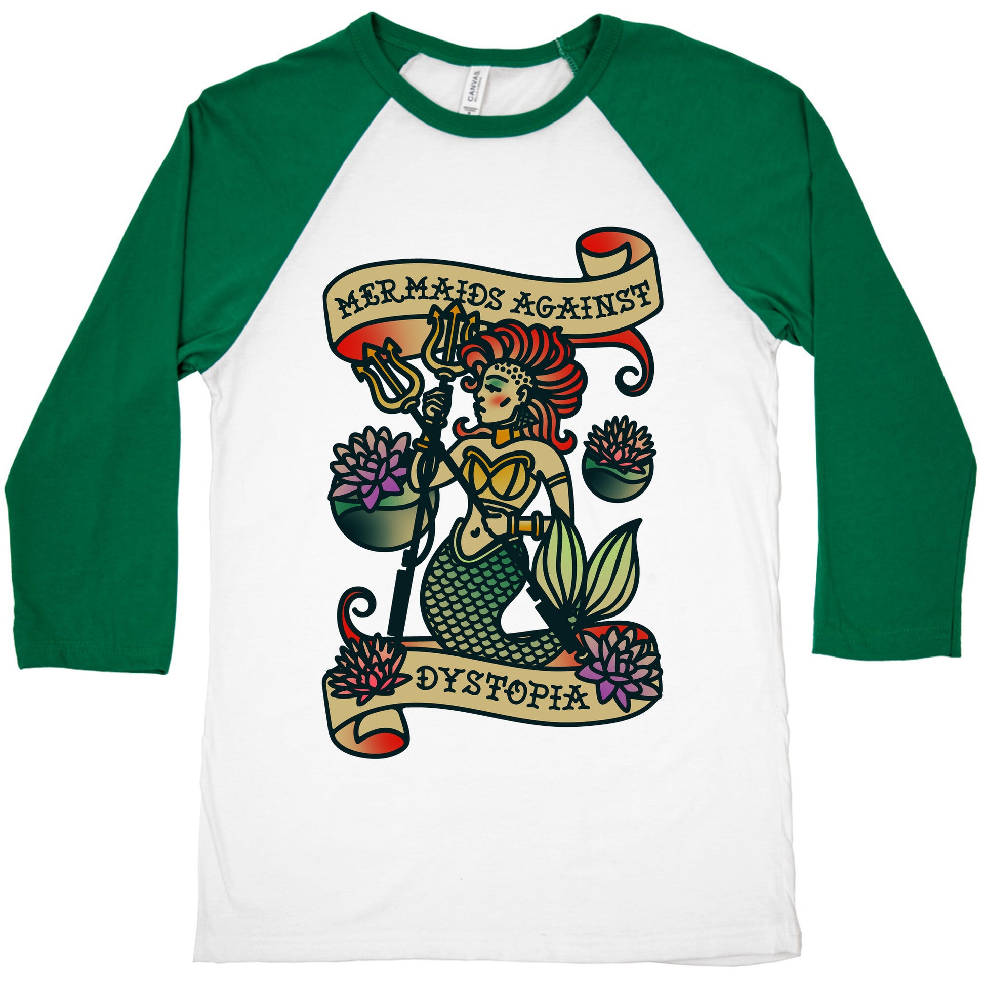 Mermaids Against Dystopia Solar Punk Baseball Tee