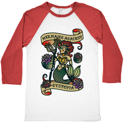 Mermaids Against Dystopia Solar Punk Baseball Tee