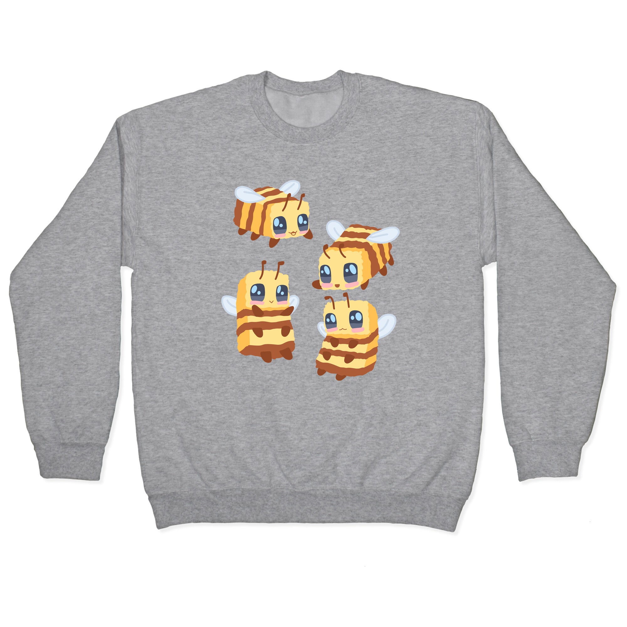 Cute Cubic Bee Pattern Crewneck Sweatshirt