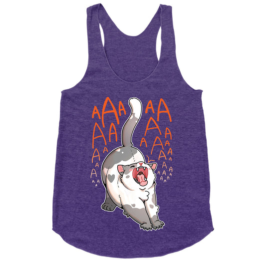 Screaming Yawning Cat Racerback Tank