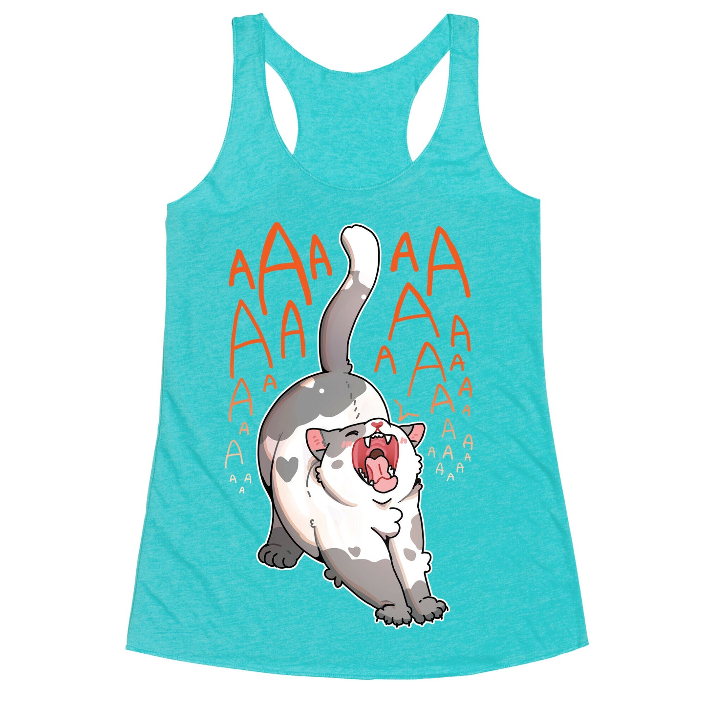 Screaming Yawning Cat Racerback Tank