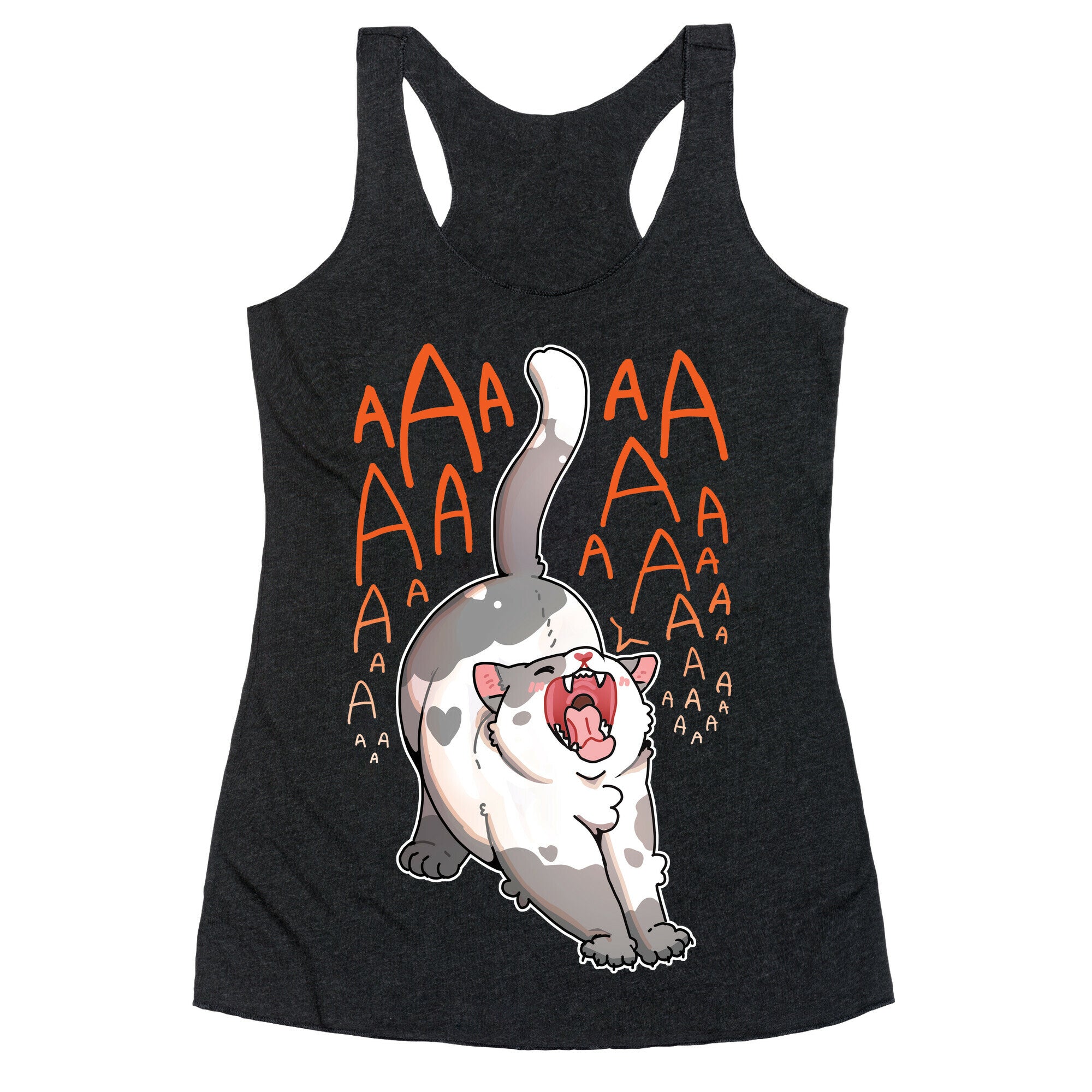 Screaming Yawning Cat Racerback Tank
