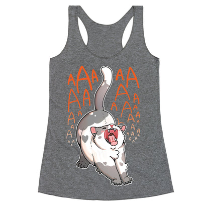 Screaming Yawning Cat Racerback Tank