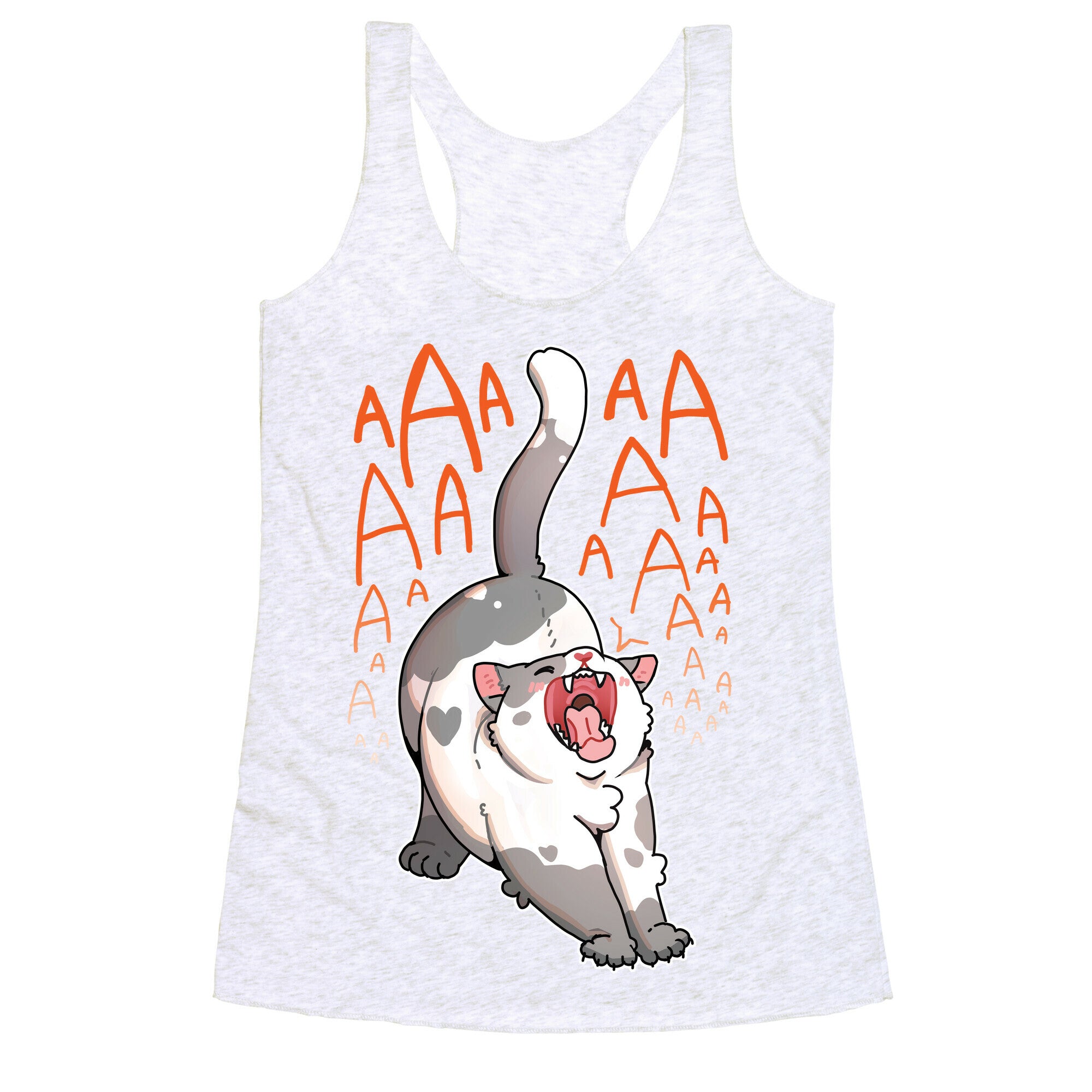 Screaming Yawning Cat Racerback Tank