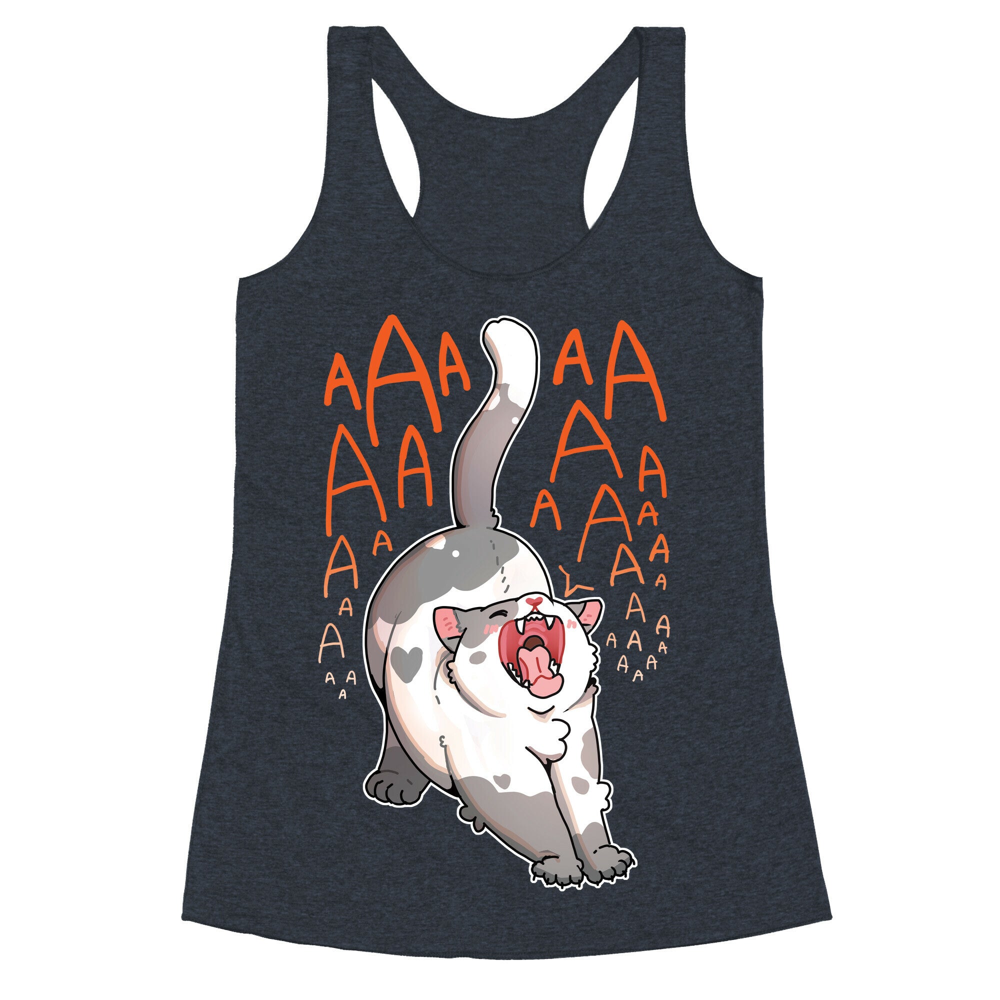 Screaming Yawning Cat Racerback Tank