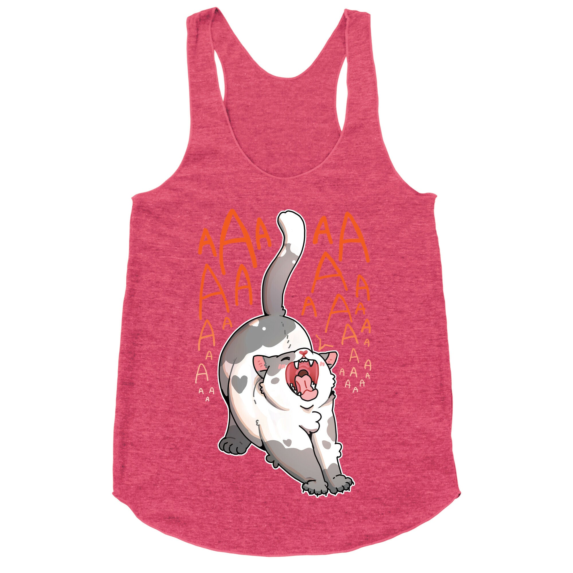 Screaming Yawning Cat Racerback Tank