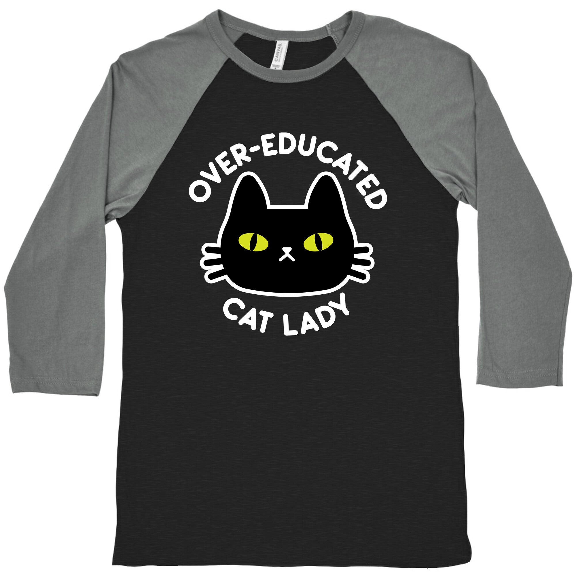 Over-educated Cat Lady Baseball Tee