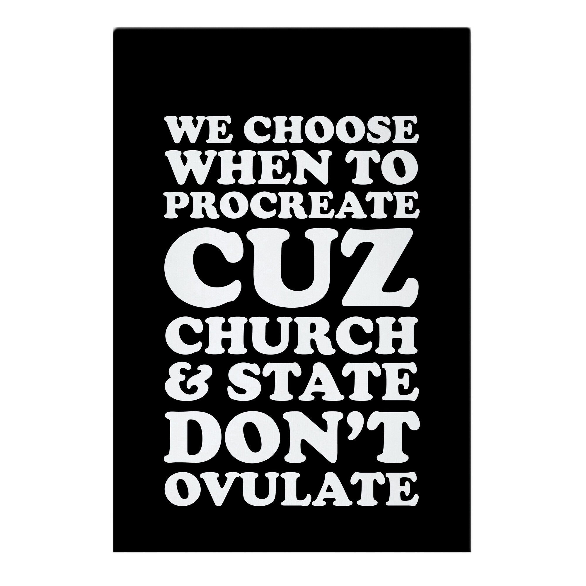 WE CHOOSE WHEN TO PROCREATE CUZ CHURCH & STATE DON'T OVULATE  Garden Flag