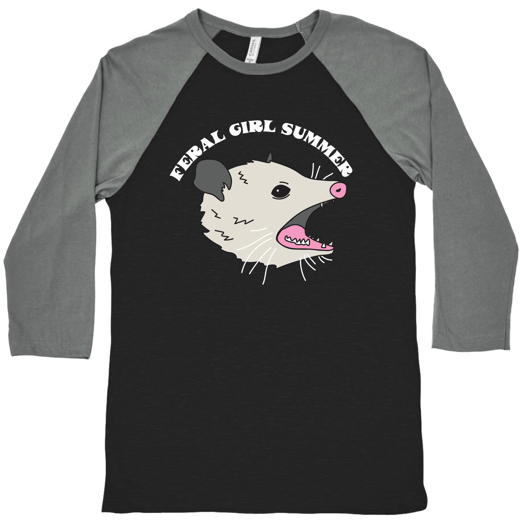 Feral Girl Summer Opossum Baseball Tee