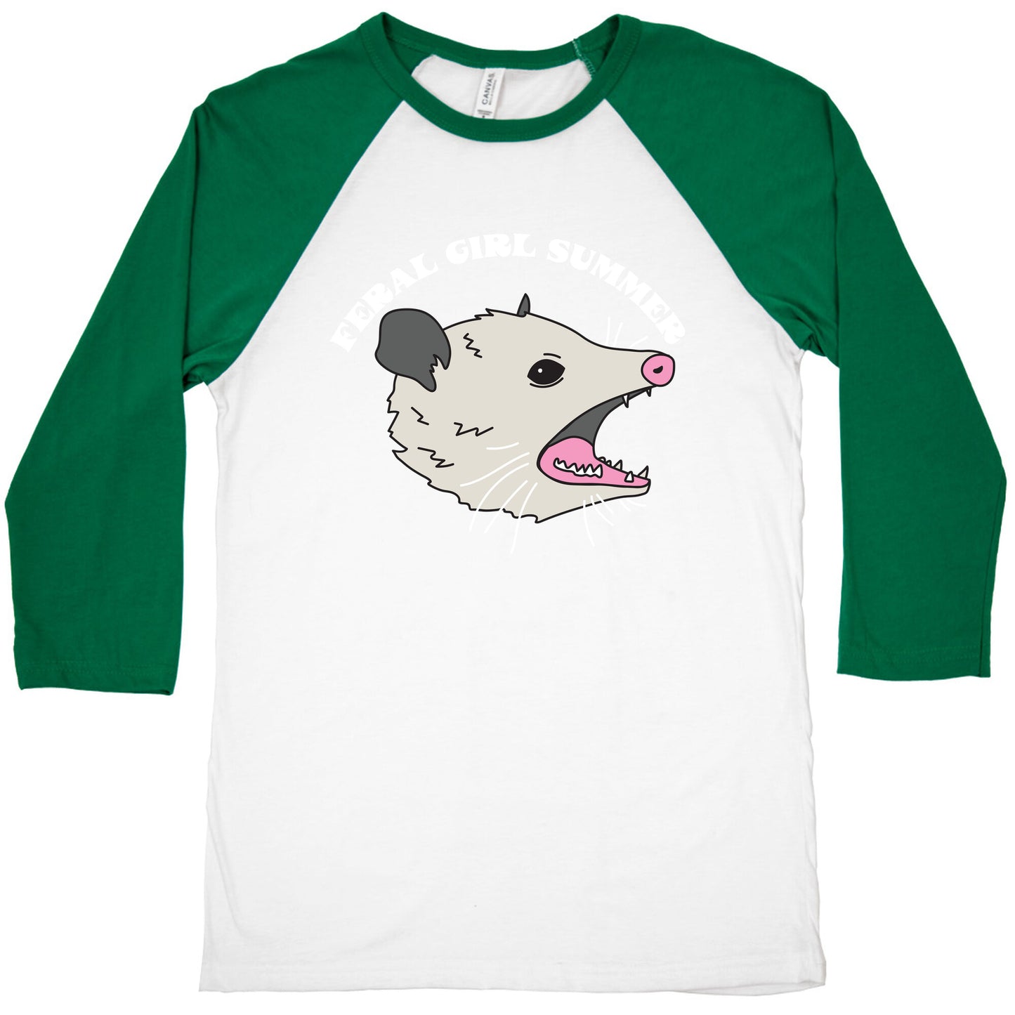 Feral Girl Summer Opossum Baseball Tee