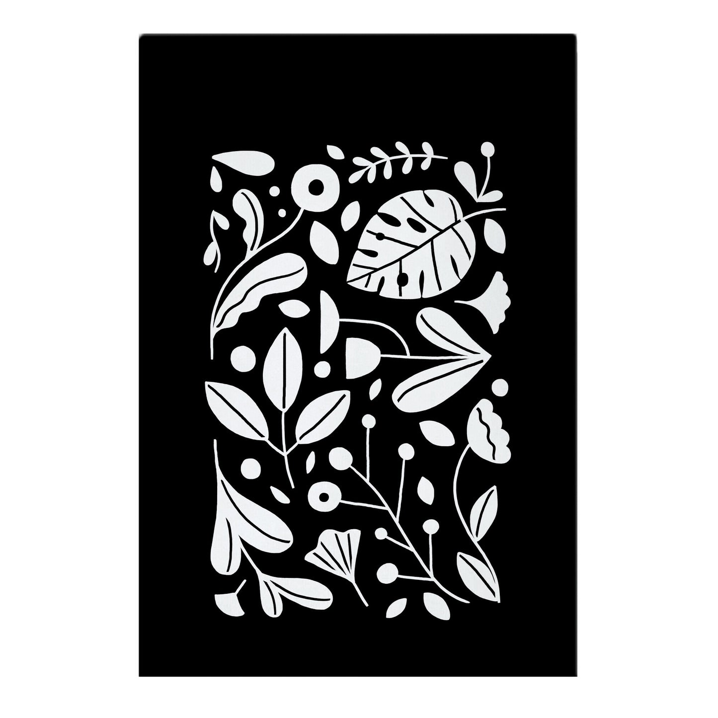 Black and White Plant Pattern Garden Flag