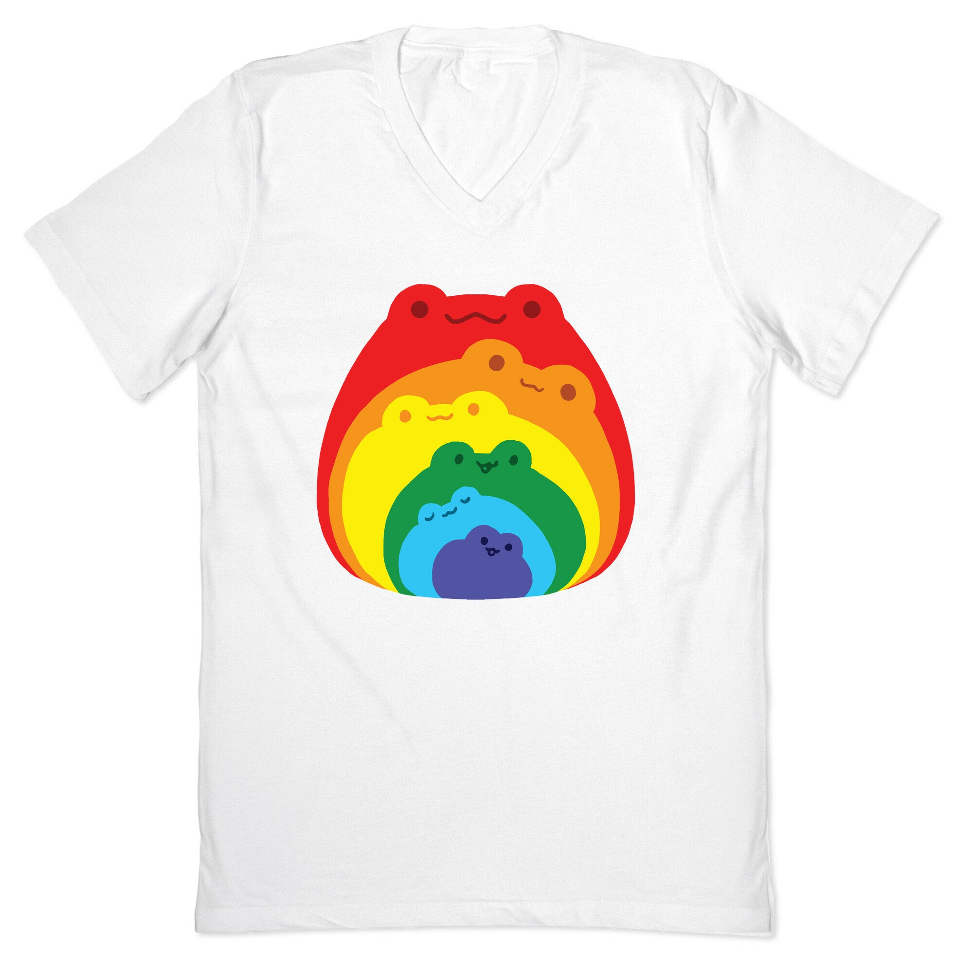 Frogs In Frogs In Frogs Rainbow V-Neck