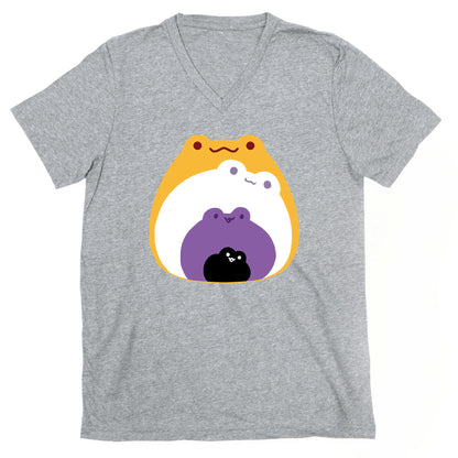 Frogs In Frogs In Frogs Nonebinary Pride V-Neck