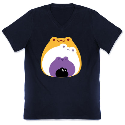 Frogs In Frogs In Frogs Nonebinary Pride V-Neck