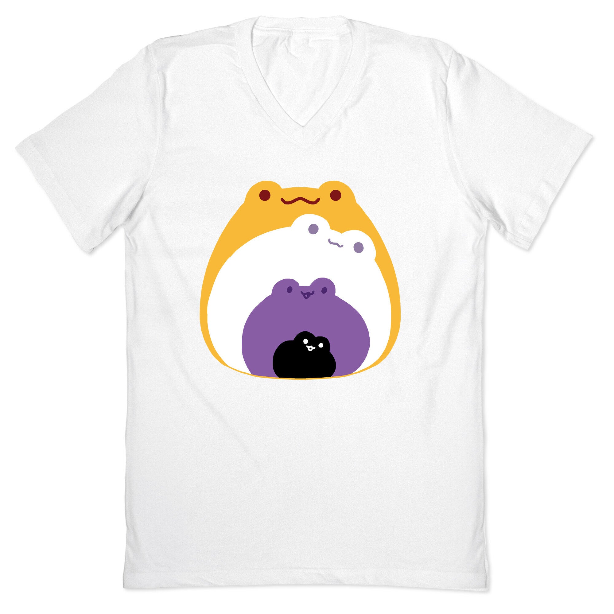 Frogs In Frogs In Frogs Nonebinary Pride V-Neck