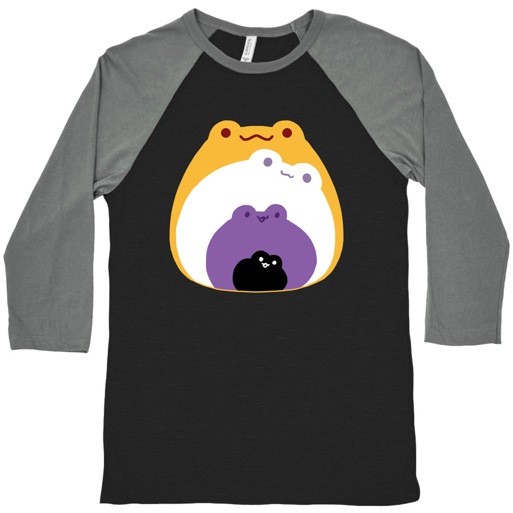 Frogs In Frogs In Frogs Nonebinary Pride Baseball Tee