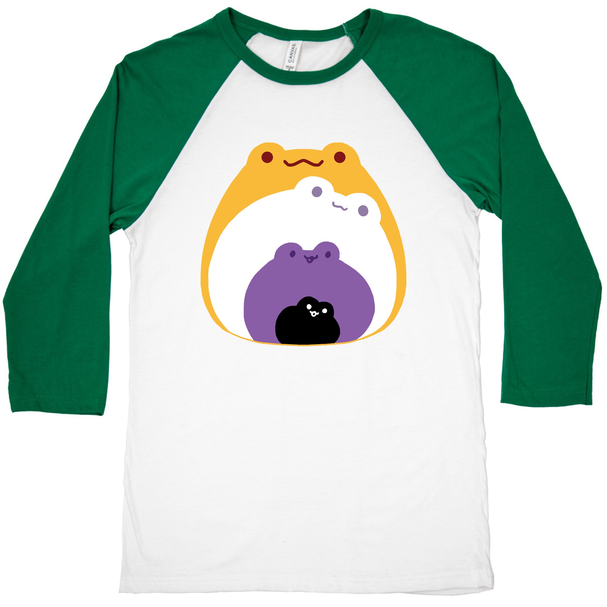 Frogs In Frogs In Frogs Nonebinary Pride Baseball Tee