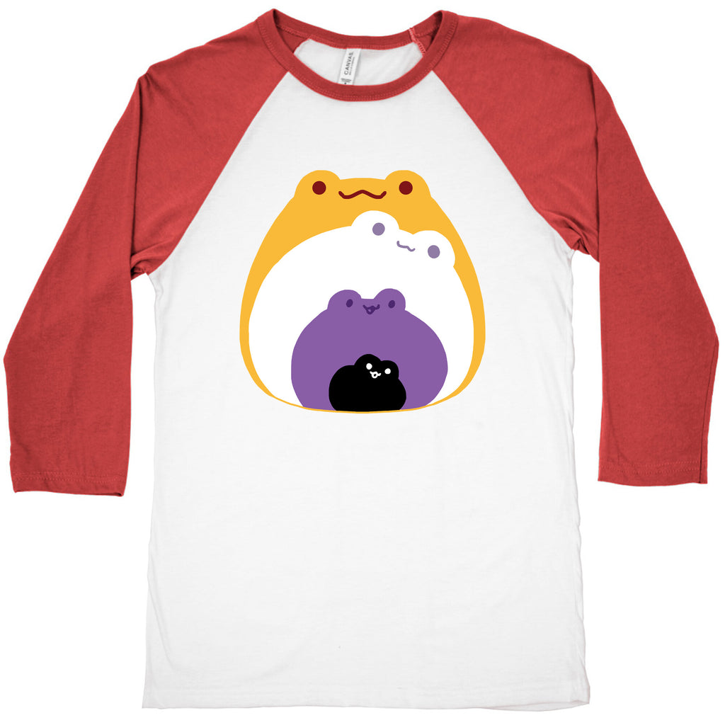 Frogs In Frogs In Frogs Nonebinary Pride Baseball Tee