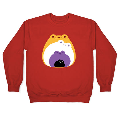 Frogs In Frogs In Frogs Nonebinary Pride Crewneck Sweatshirt