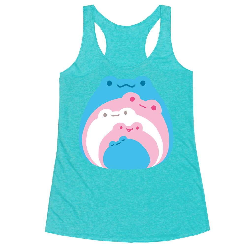 Frogs In Frogs In Frogs Trans Pride Racerback Tank